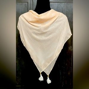 Pink/peach sheer wrap/scarf with tassels. One size